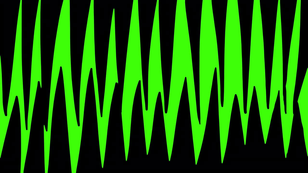 Transizione animata con denti affilati su schermo verde.