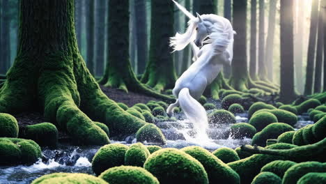 magical unicorn in a mystical forest