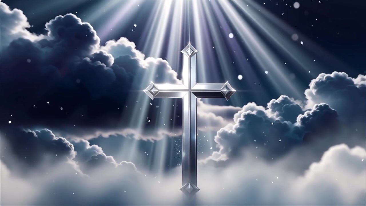 Christian Cross Heavenly Light Worship Background