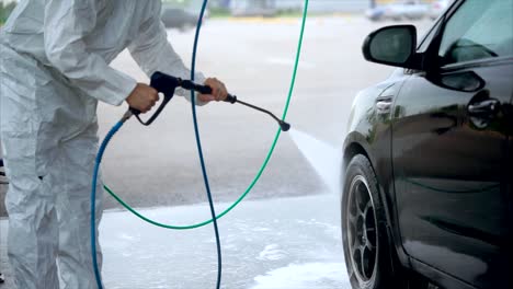 lavado de coches en curso