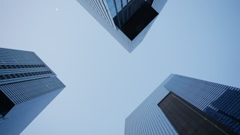 glass towers of samsung electronics at samsung town in seoul, south korea. low angle, rotating shot