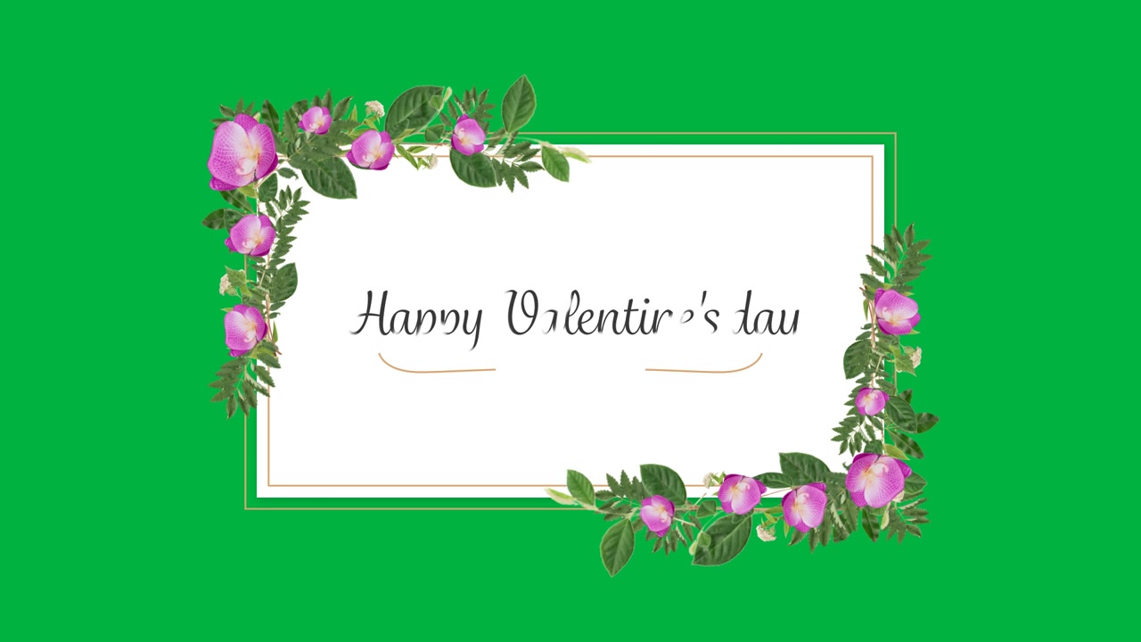 Transparent canvas opening card sliding vines blooming writing Happy Valentine's day making overlay