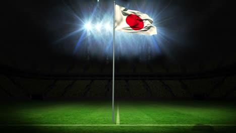 Japan-national-flag-waving-on-flagpole