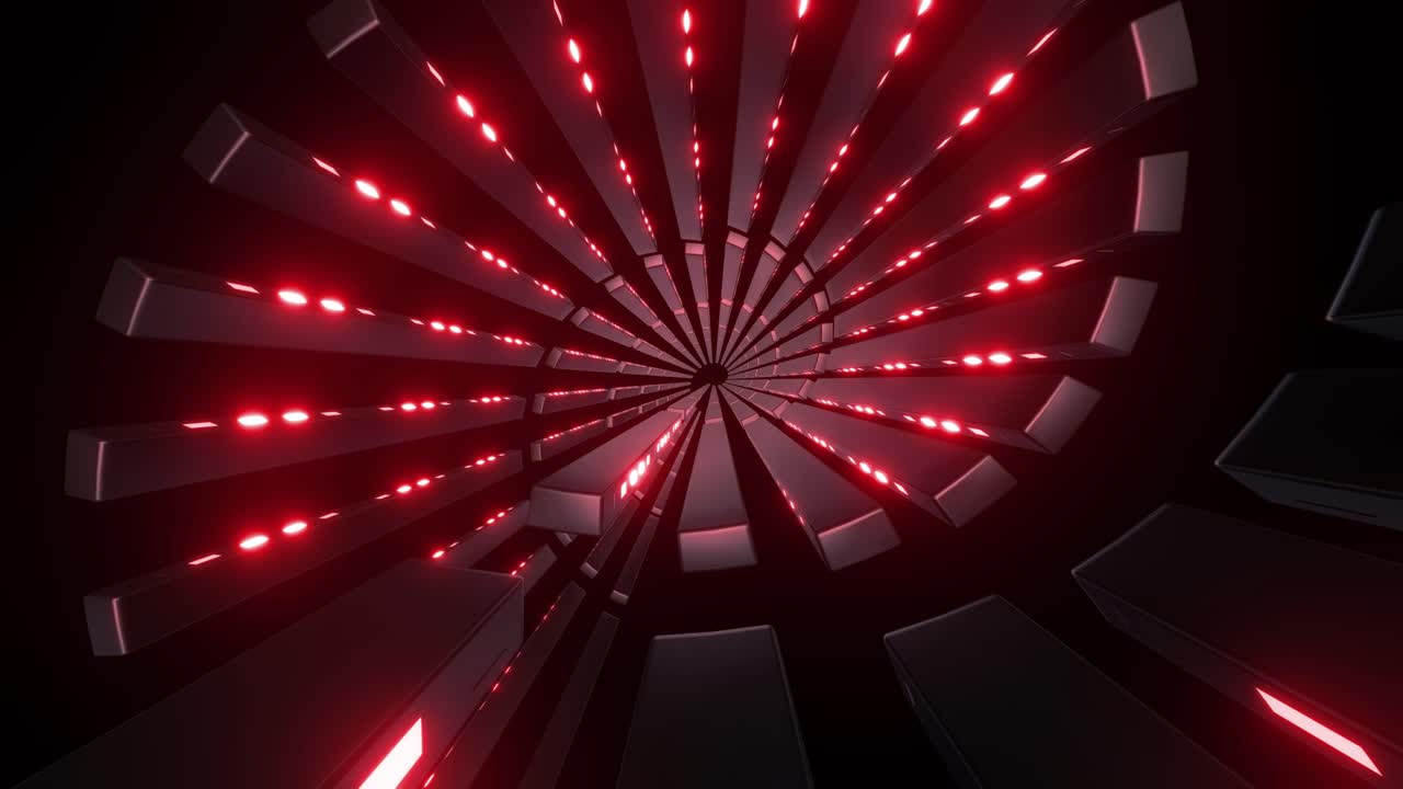 Red Neon Tunnel 3D Rendering