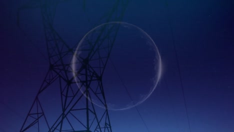 Animation-of-circle-over-landscape-with-electricity-pylon
