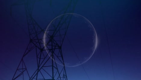 animation of circle over landscape with electricity pylon