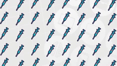 animación de iconos de vacunas sobre iconos médicos