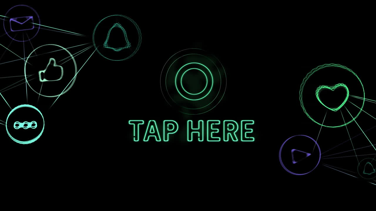 Tap here text with circle against Web of connections icons