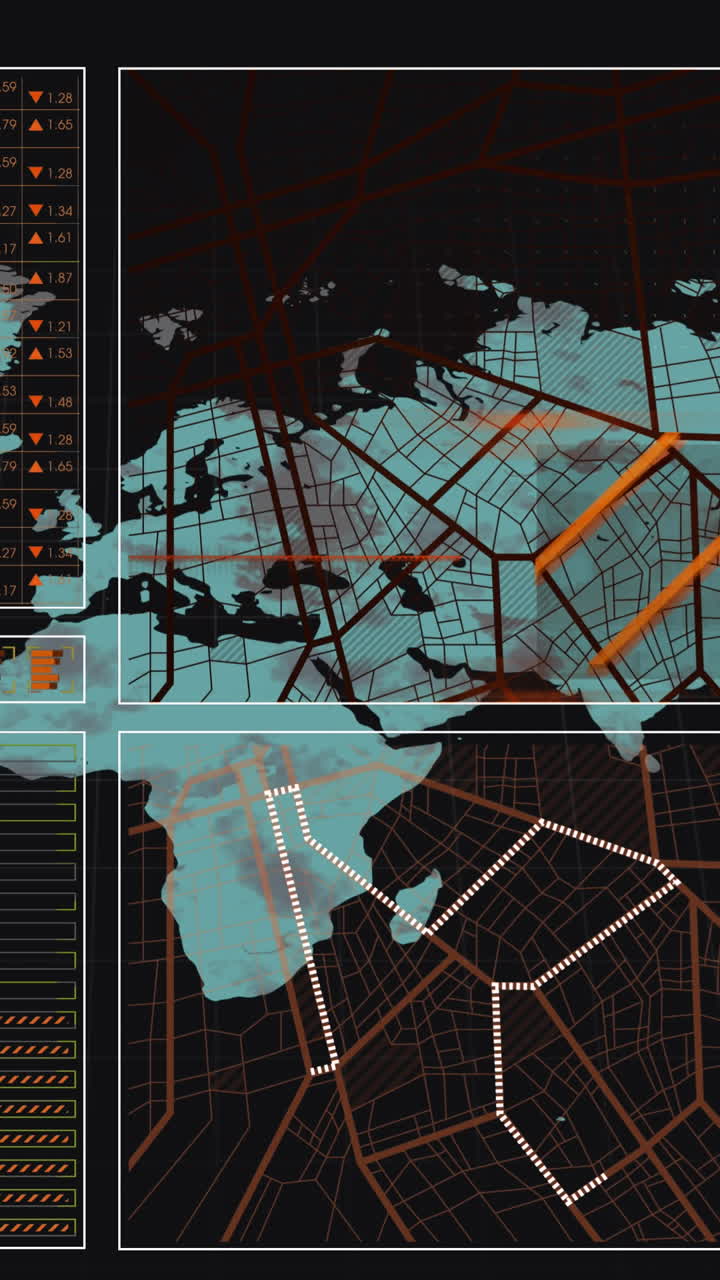 animación del procesamiento de datos y las conexiones sobre el mapa del mundo