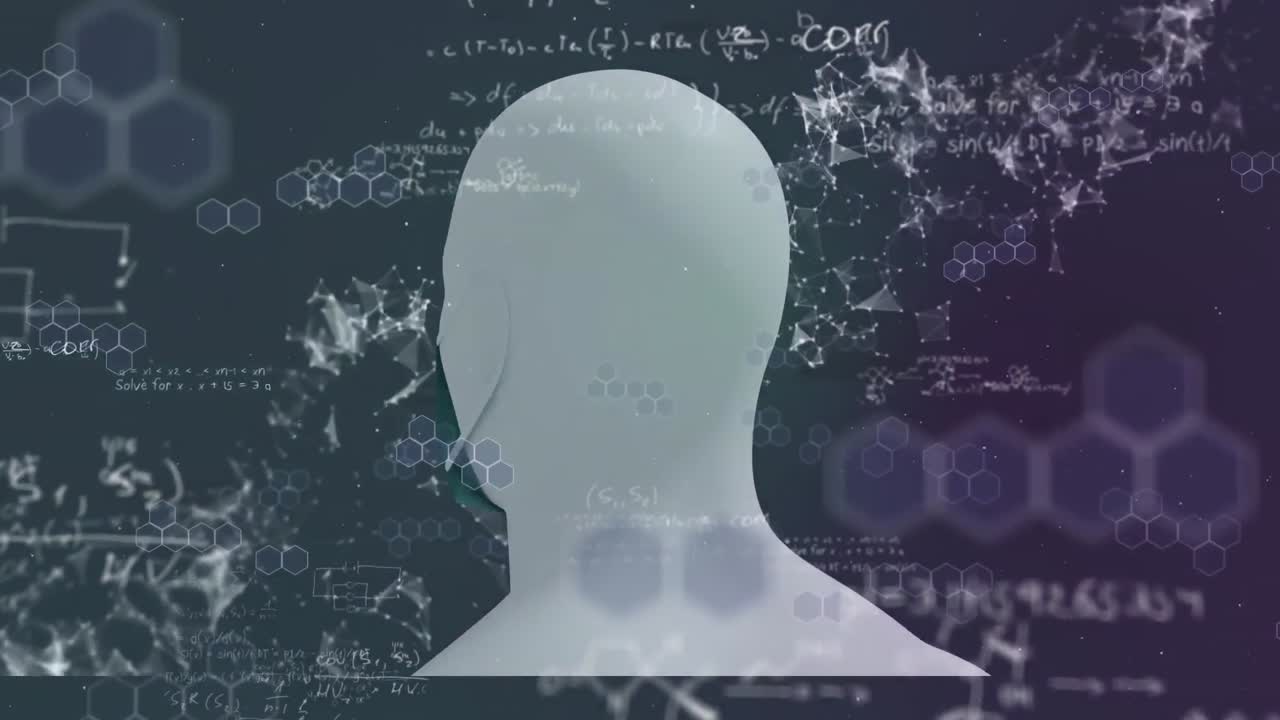 코로나 19 세포로 회전하는 dna 가닥의 애니메이션, 어두운 배경에 얼굴 마스크를 착용한 인간 모델