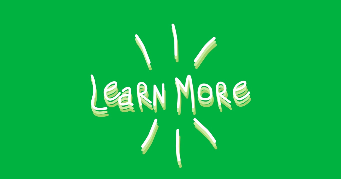 Animated Learn More Text Graphic on Green Screen