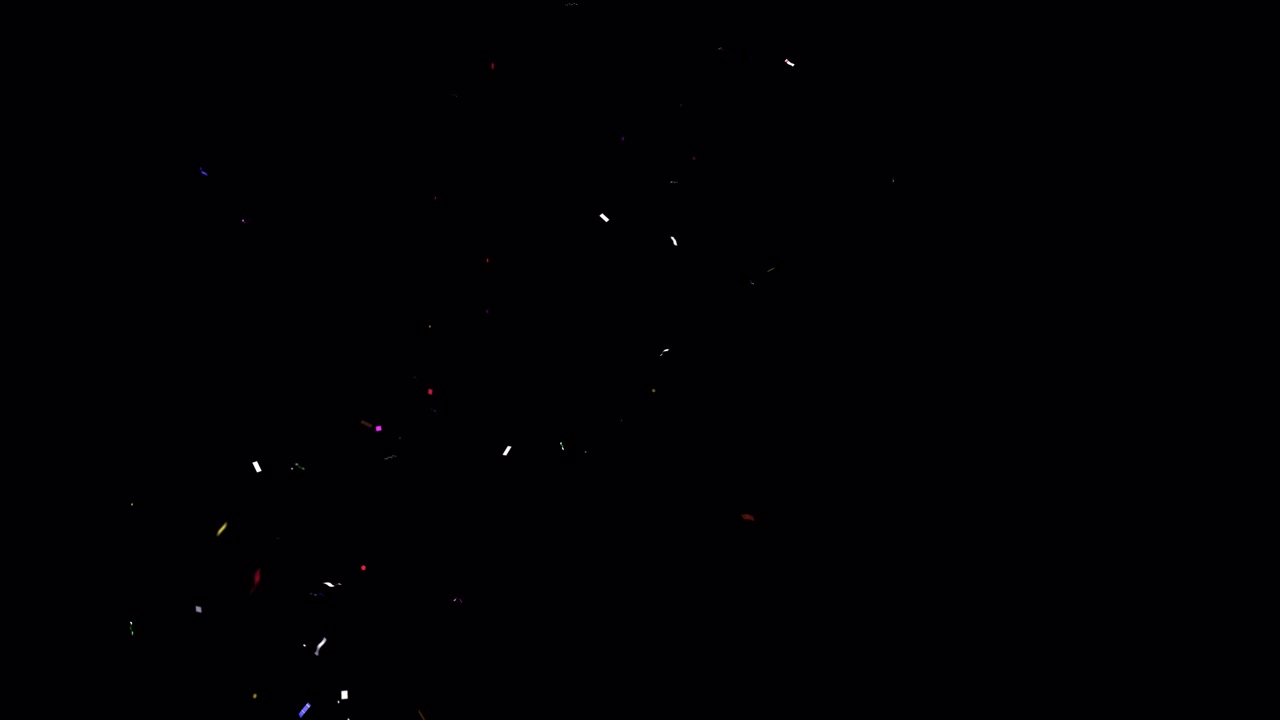 Colorful Confetti Falling on Black Background