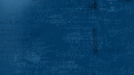 animación de puntos de luz sobre ecuaciones matemáticas y textos conceptuales escolares sobre fondo azul.