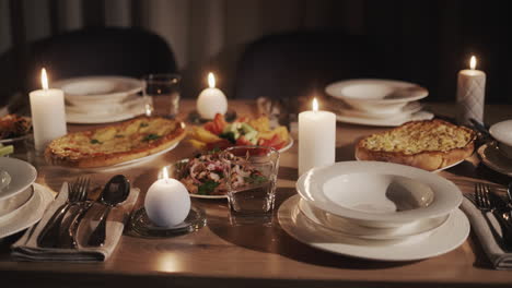 festively decorated and beautifully served thanksgiving table. slider shot