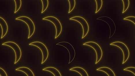 Una-Luna-De-Color-Amarillo-Neón-Con-Forma-De-Fondo-Negro