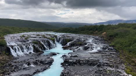 bruarfoss waterfall in wide panoramic shot, iceland