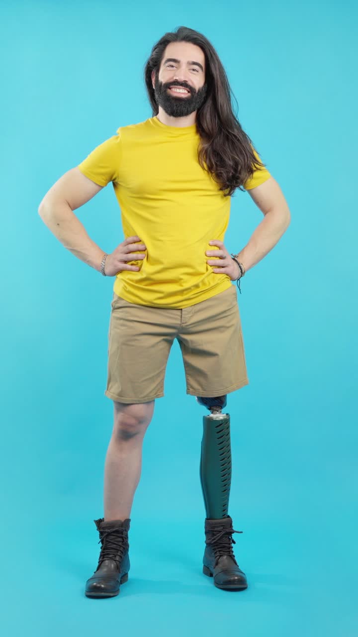 Man with prosthetic leg standing confidently