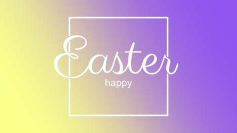 happy easter in white frame on modern colorful gradient