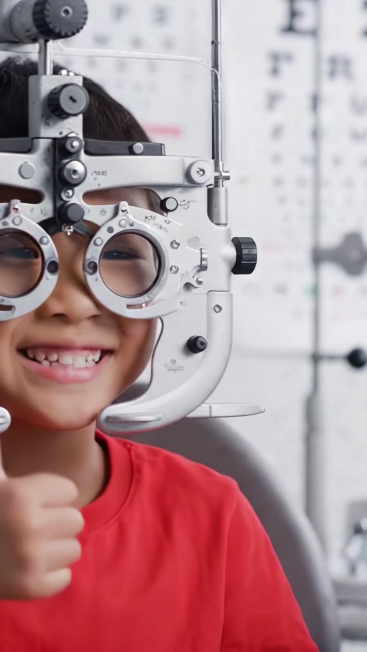 A Young Child Undergoing an Eye Exam with Optical Equipment for Vision Testing in a Clinical Environment, Showcasing the Importance of Eye Care.