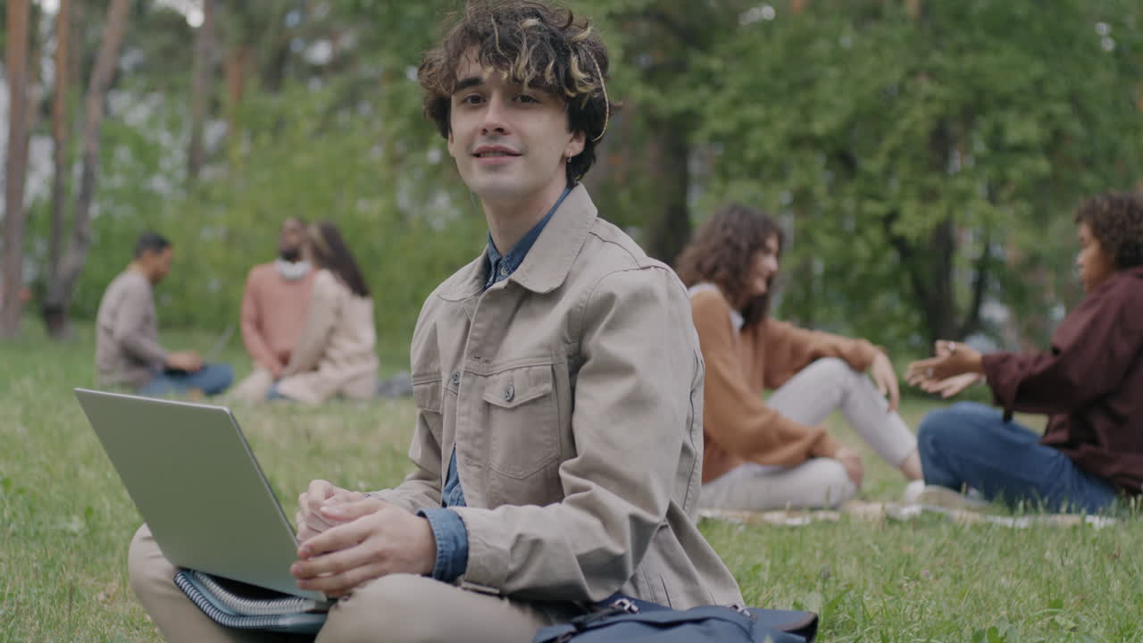 Students Studying Outdoors in Park