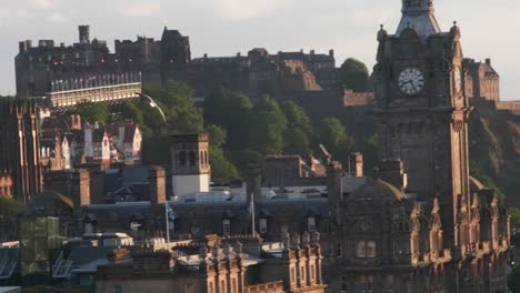 edinburgh from the calton hill amazing sunset close up shot