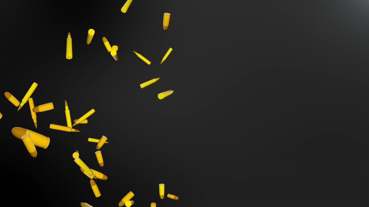 Flight of bullet on screen bullets falling down with matte background war concept professional