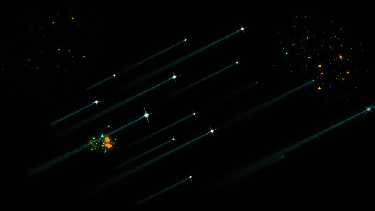 검은 바탕에 불꽃놀이의 애니메이션