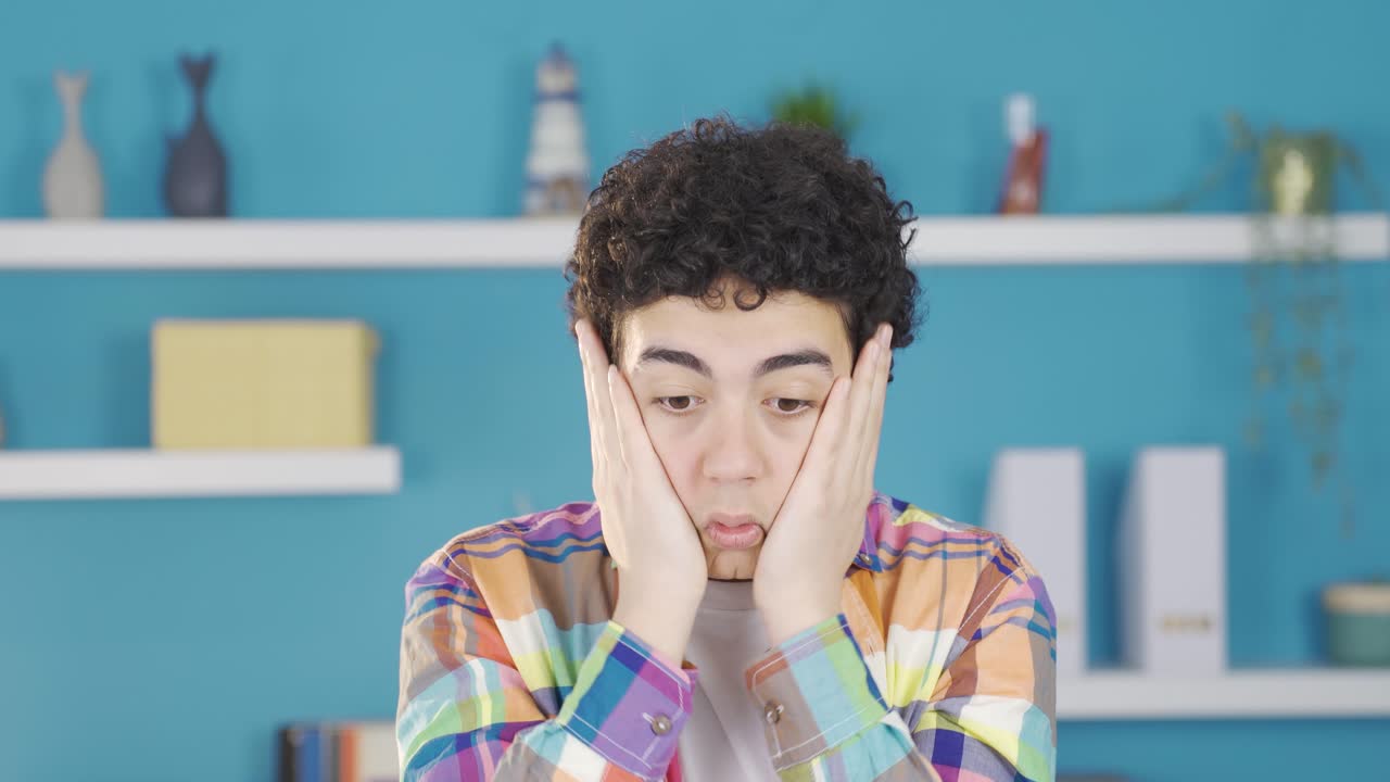 불행하고 지루한 젊은이.