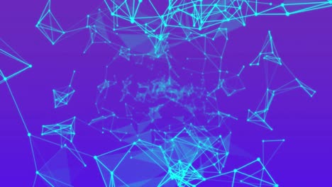 animación de redes de plexo verdes brillantes flotando contra un fondo azul