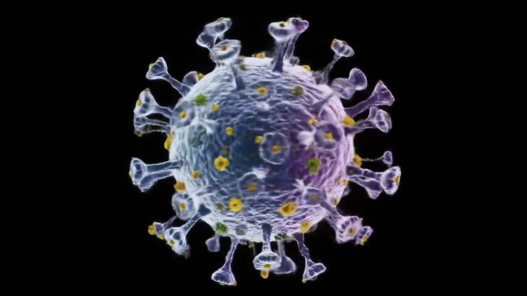 A Detailed Visualization of a Virus Structure: Exploring the Intricate Design and Functionality of Pathogenic Microorganisms in High Definition.