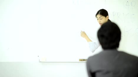 junior lecturer teaching her students in a class room.