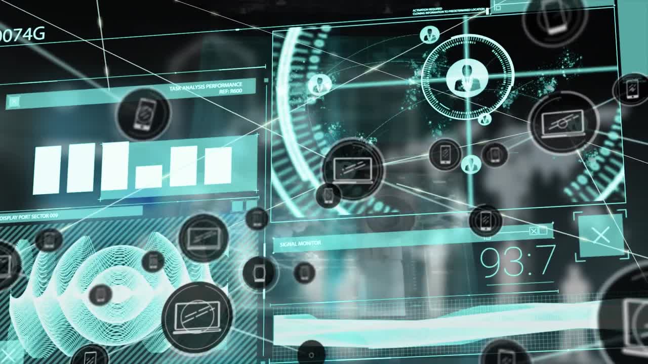 Animation of network of connections over data processing
