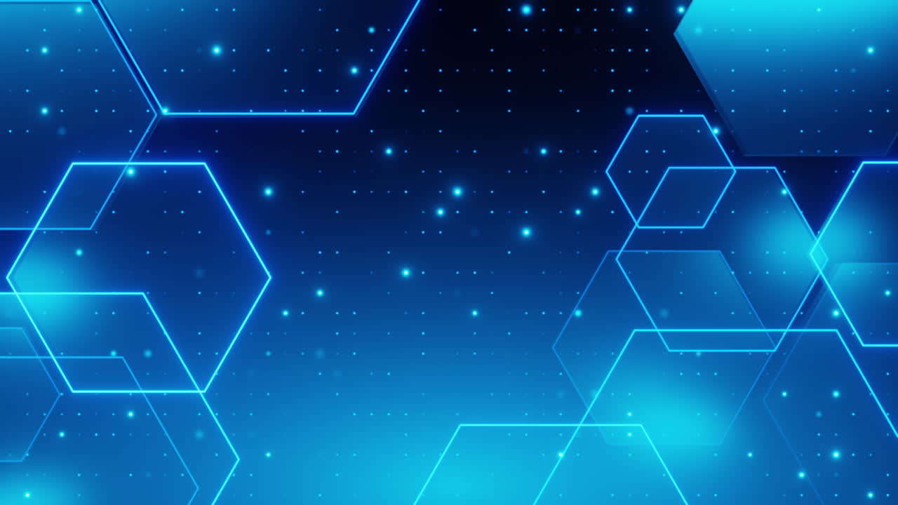 Hexagon futuristic background technology, with dot digital glowing animation,looped