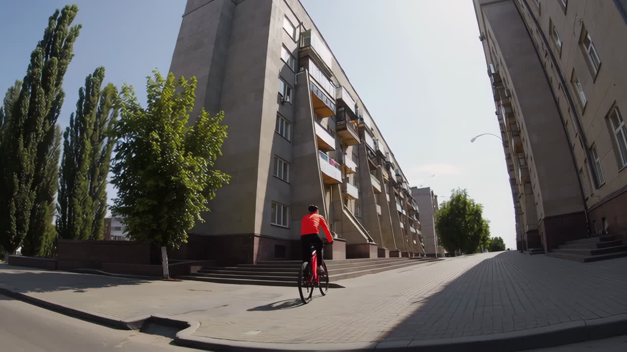 Cityscape view with cyclist