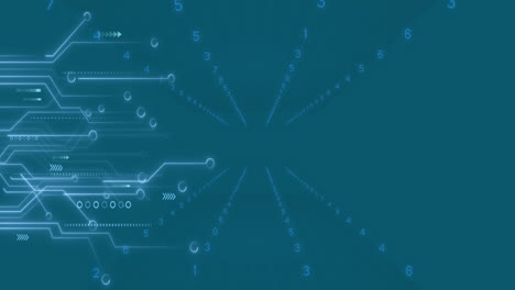 animación del procesamiento de datos a través de una red de conexiones