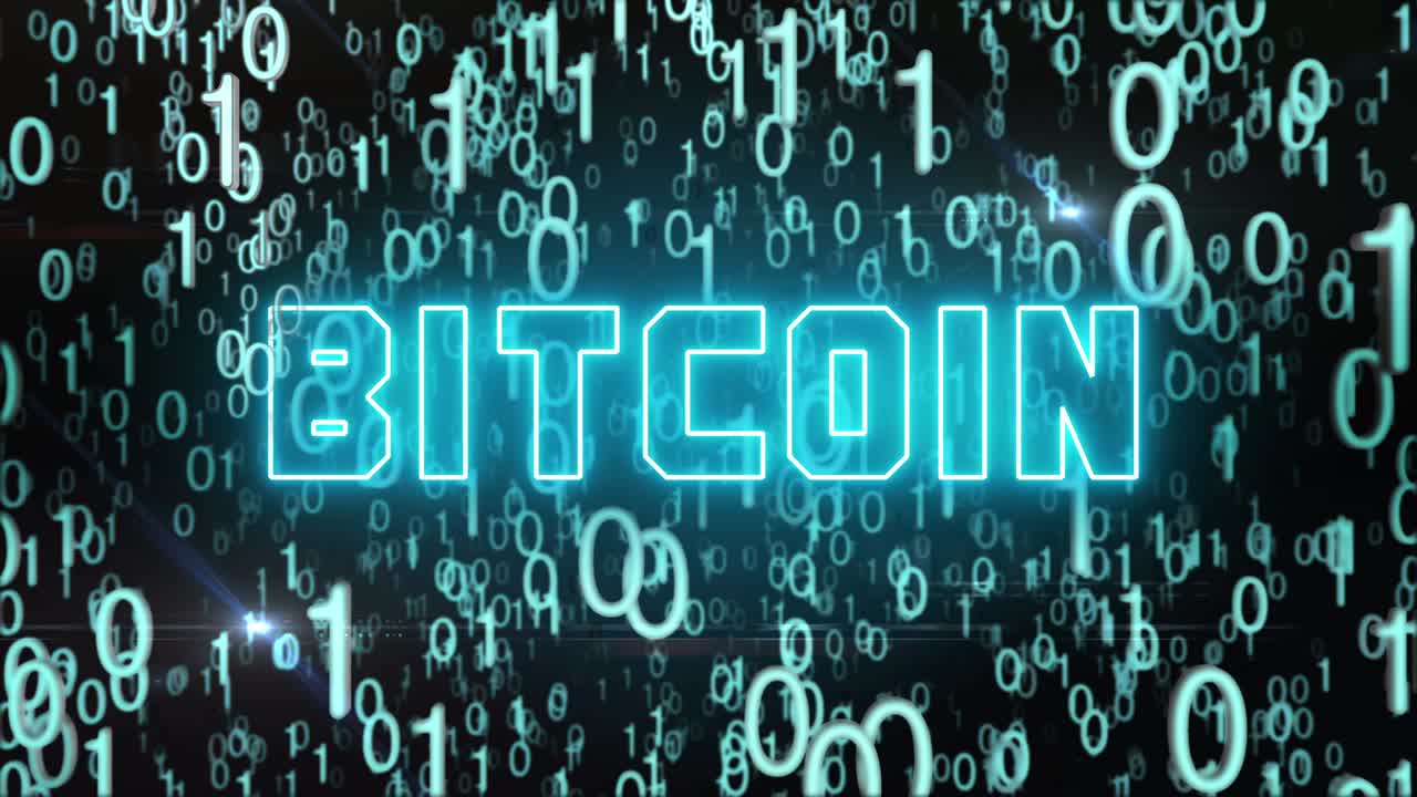 concepto de bitcoin azulado con código digital