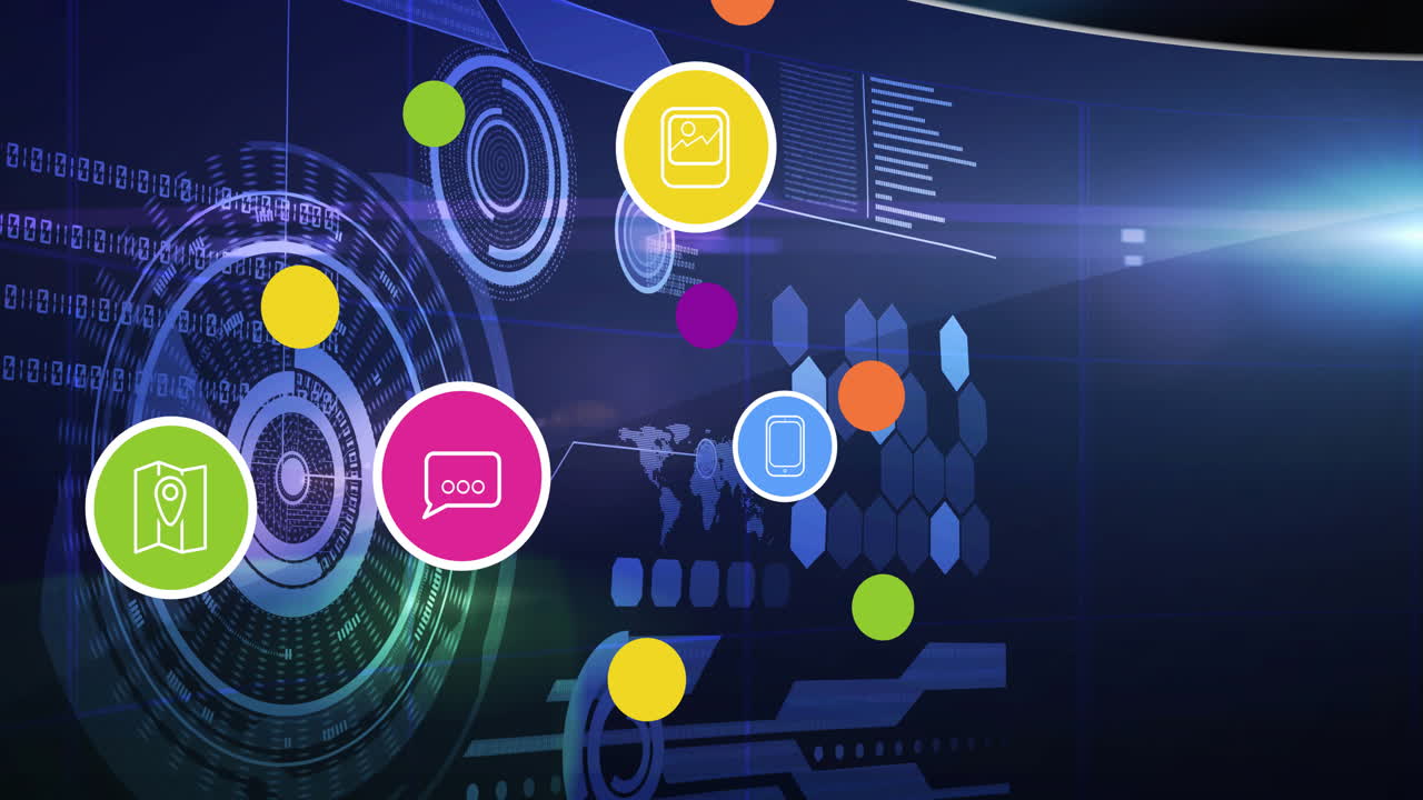 백그라운드에서 데이터 처리를 통해 디지털 아이콘의 애니메이션