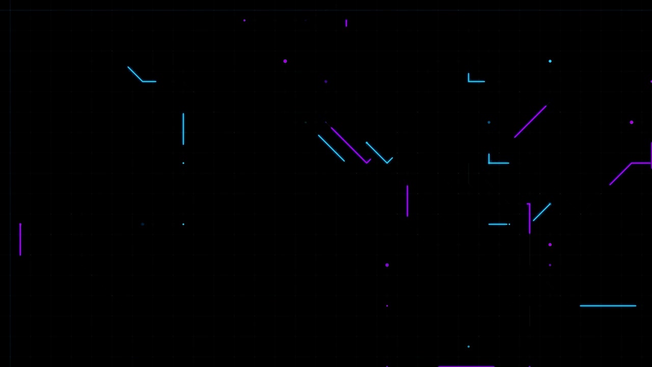 Abstract Digital Network Lines and Dots Moving on Dark Background