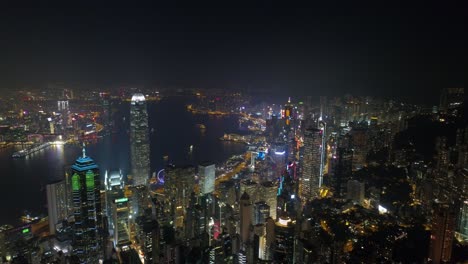 night illumination famous hong kong city bay aerial panorama 4k china