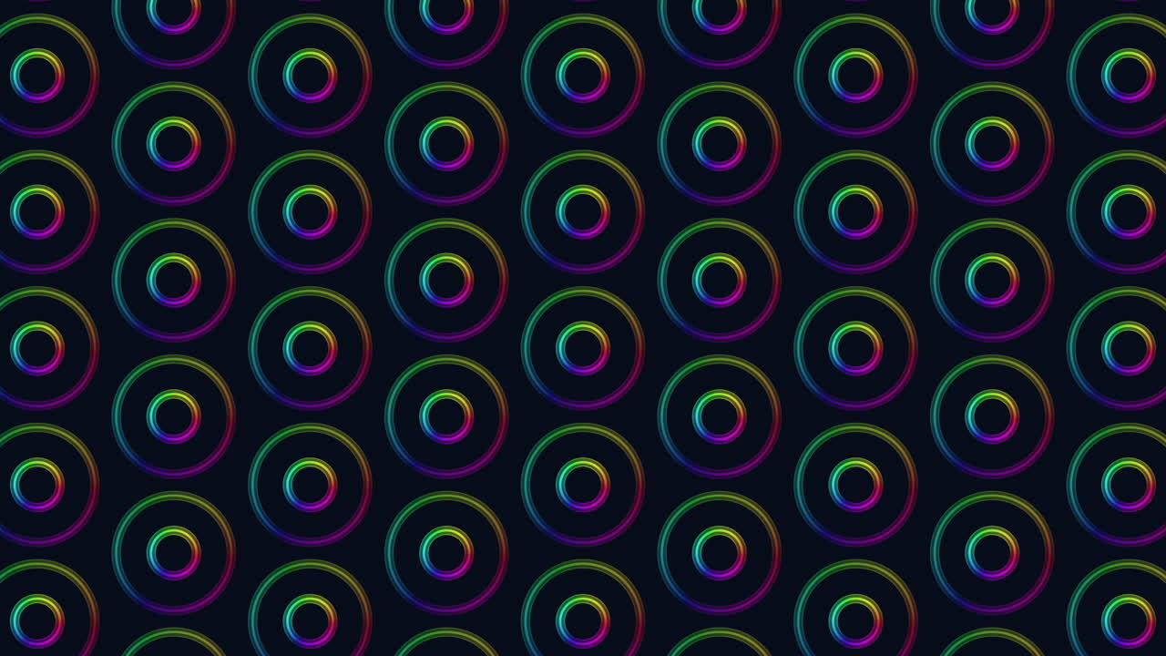 Colorful circles create vibrant circular pattern on black background