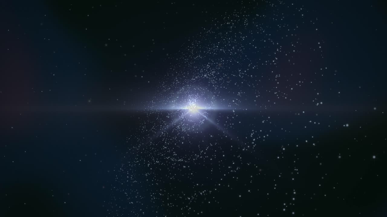 Bright galaxy with star clusters and cosmic dust, glowing in deep space