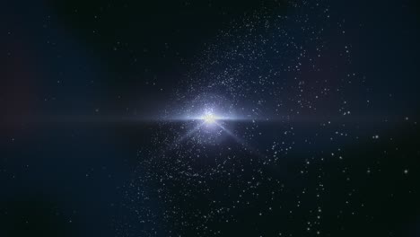 bright galaxy with star clusters and cosmic dust, glowing in deep space