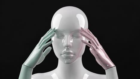 white mannequin with pastel hands