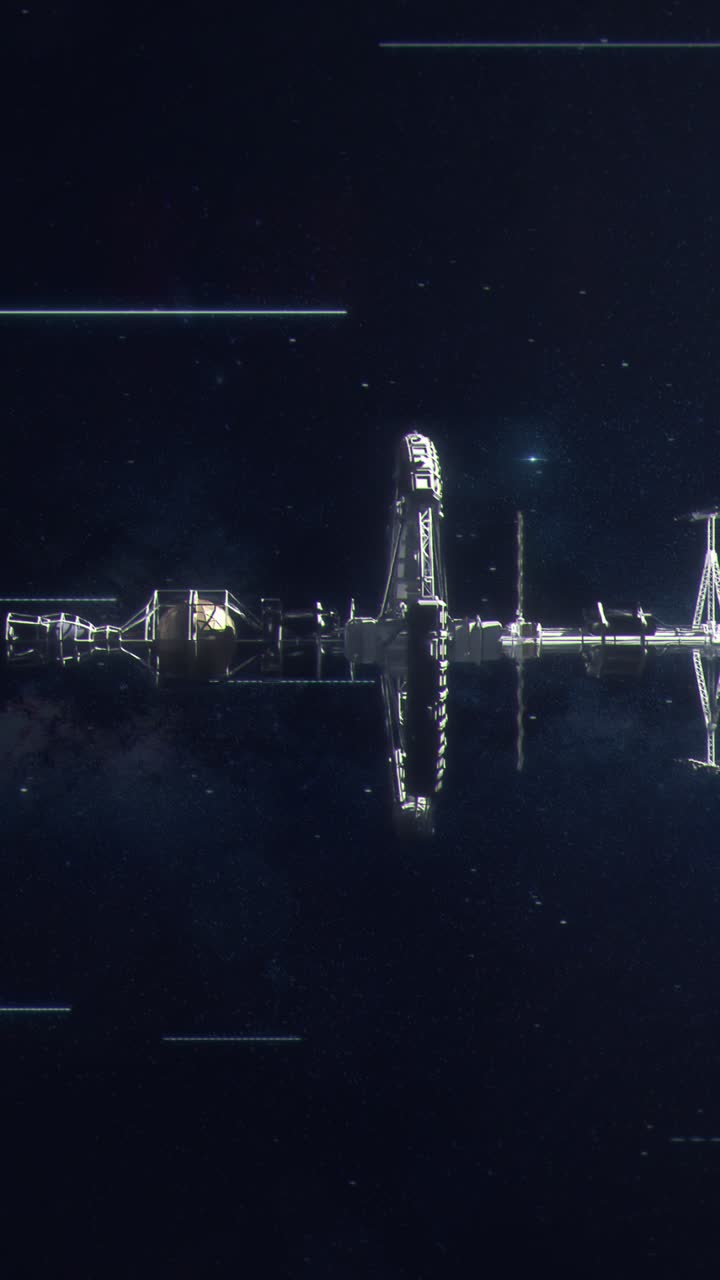 Vertical Shot of a Colony Ship Travelling at Warp Speed as Seen from the Side