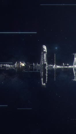 vertical shot of a colony ship travelling at warp speed as seen from the side