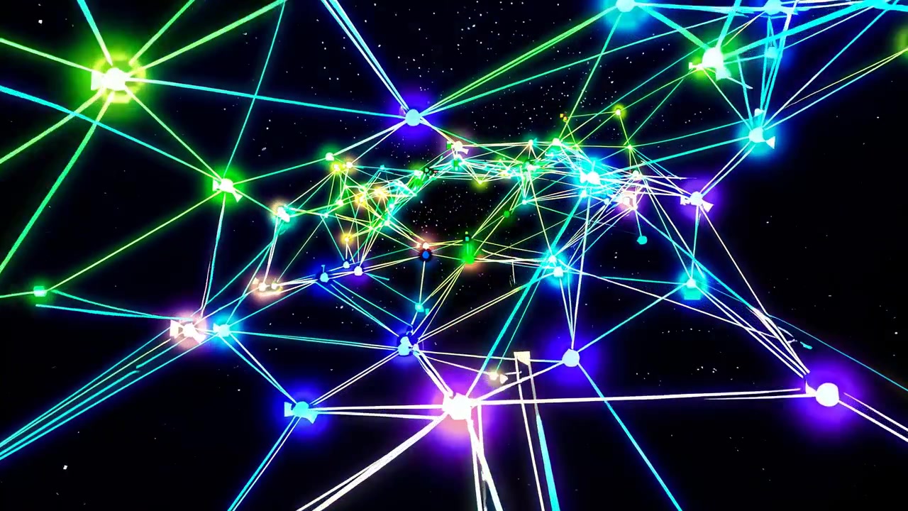 Abstract Digital Network Connection with Glowing Nodes and Lines