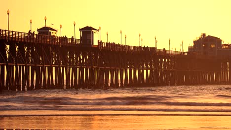 Oceanside-Pier-at-sunset,-Oceanside,-California