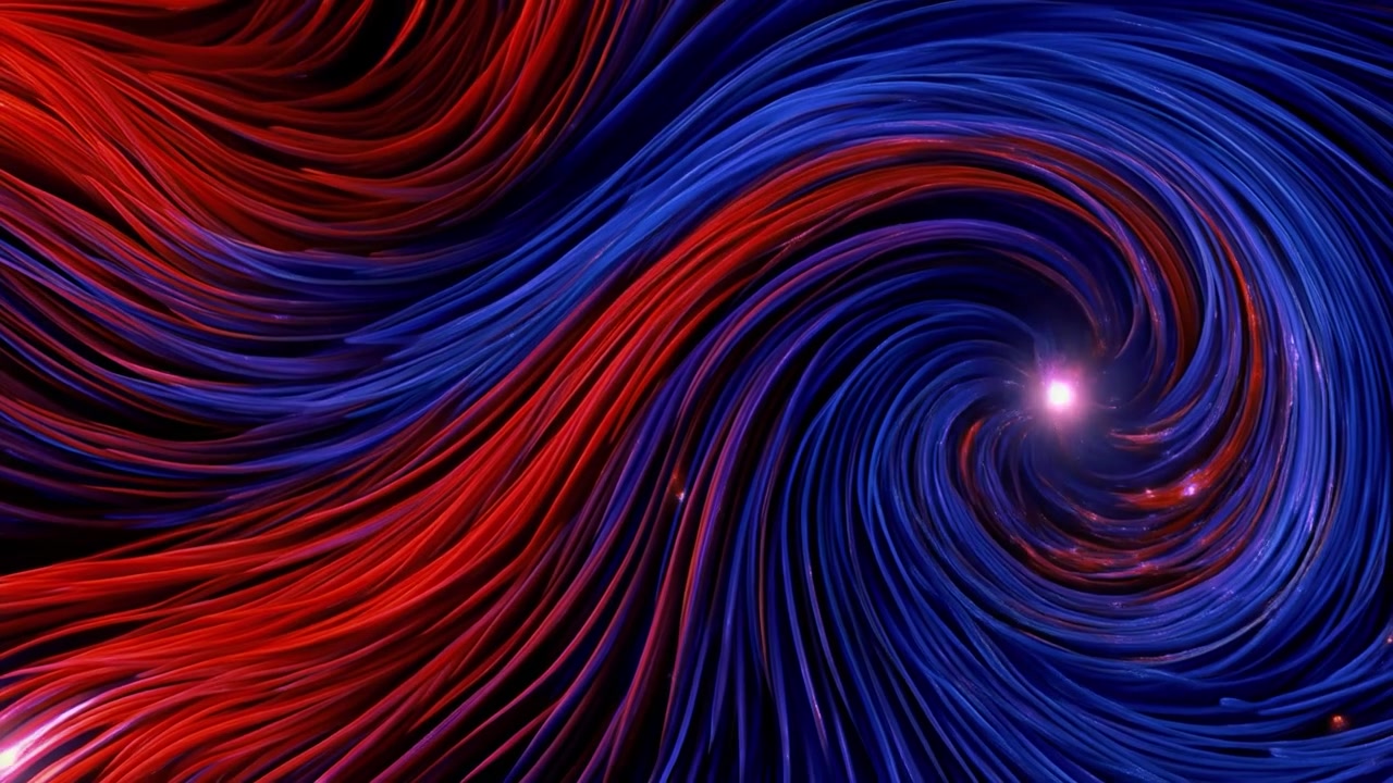 Abstract Swirling Red and Blue Fiber Optic Lines