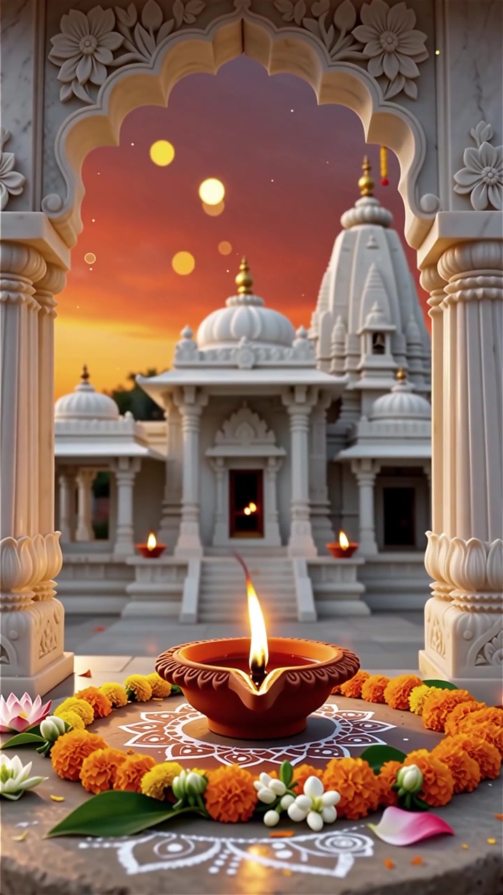 Sfondo del Festival Diwali con lanterne e decorazioni tradizionali Diyas.