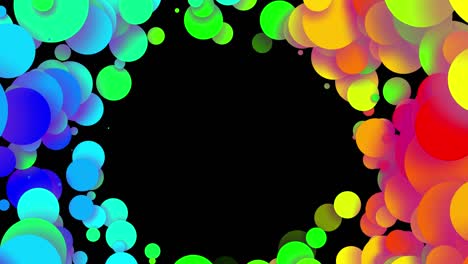 4k fondo abstracto en bucle con hermosas bolas multicolores como burbujas de pintura o gotas de tinte en agua en estilo plano. 3d con luma mate como canal alfa. estructura de anillo con espacio de copia